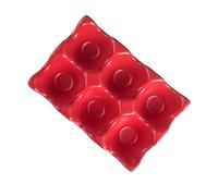 jojofuny Ceramic Egg Holder Tray 6 Grids Red Refrigerator Egg Storage Container for Kitchen