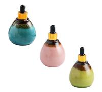 jojofuny Ceramic Essential Oil Dropper Bottles 95ml, 3pcs Refillable Sub-Packaging Containers with Sealed Opaque Design for Aromatherapy and (Blue, Pink, Green)