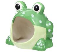 jojofuny Ceramic Hamster Hideout Cute Cartoon Frog Shape Small Animal Cave Hut Cozy Hamster House for Guinea Pig Rabbit Chinchillas Hedgehogs Stress Relief Pet Resting Home