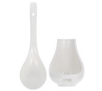 jojofuny Ceramic Soup Spoon with Delicate Spoon Stand for Family Dining or Restaurants to Keep Tableware Clean White Large Size