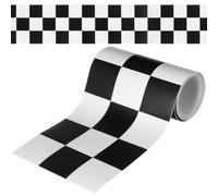 jojofuny Chequered Wall Border 2.4m Self Adhesive Vinyl Racing Trim | Black and White Peel and Stick Checkerboard Edging for Bathroom Tiles Bedroom Walls Classroom Displays and DIY Decor