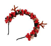 jojofuny Christmas Headband Red Deer Antlers, Foam and Silk Cloth Material, Complement for Costume, Embellishes Hairstyle for Birthday Or Daily Wear
