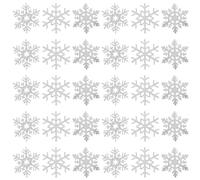 jojofuny Christmas Iron on Patches 30Pcs Silver Snowflake Fabric Appliques for DIY Jewellery and Hair Accessories, Wear-Resistant Winter Sewing Patches for Clothes, 4.2Cm