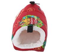 jojofuny Christmas Pattern Warm Parakeet Nest Bed Hanging Snuggle Hut Cozy Bird for Parrots Cockatiels Conures Macaws Pets with Secure Hooks