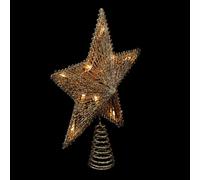 jojofuny Christmas Tree Topper Five-Pointed Star Glitter Luminous Tree Ornament Gold Cotton Thread Decoration without Battery for Holiday Indoor