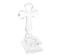 jojofuny Clear Glass Cross Candle Holder Unique Religious Tea Light Stand Stable Wedding and Easter Votive Decor for Church Home Farmhouse Party Table Centerpiece