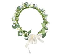jojofuny Cloth Hair Accessory Comfortable to Wear Realistic Artificial Baby's Breath Flower Crown Headband with Adjustable Ribbon Design for Brides and Girls at Birthdays or Seaside Party