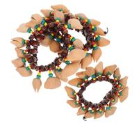 jojofuny Coconut Shell Bracelet Ethnic Percussion Accessory African Tribal Style 3pcs with Ergonomic Fit and Stable Construction Wooden Handbell for Music Classes and Art Workshops