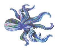 jojofuny Colorful Blue Iron Octopus Wall Decor Hanging Ornament for Garden Fence, Small Metal Octopus Pendant Home and Outdoor Wall Art Decoration