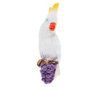 jojofuny Colorful Resin Parrot Garden Ornament Standing Bird Decoration for Outdoor Balcony White Right-Side Simulation Bird Adornment Ornament