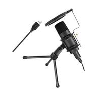 jojofuny Condenser USB Microphone Set with Noise Reduction for Gaming and Streaming, Professional Tabletop Mic with Stand, Black Desktop Microphone for Laptop and Computer Recording