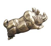 jojofuny Creative Brass Rhinoceros Statue Ornament with Sturdy Construction and Smooth Surface, Miniature Vintage Animal Figurine for Unique Home Decoration