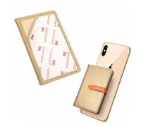 jojofuny Creative Self-Adhesive Pu Leather Phone Pouch Golden Back Patch Pocket for Cell Phones Card Holder for Credit Cards and Cash Stick Wallet