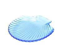 jojofuny Crystal Glass Fruit Plate Blue Scallop Shape Delicate Dinner Plate Multipurpose Jewelry Tray Storage for Home Office Party Buffet Serving