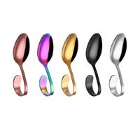 jojofuny Curved Handle Spoon Easy to Clean Stainless Steel Serving Spoon with Protective Design for Buffet and Special Events for Appetizer Display