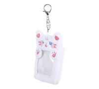 jojofuny Cute Plush Animal Card Sleeve Keychain 3 Inch Instant Photo Id Card Holder White Cat Badge Holder Bus Clip for Travel and Daily Use