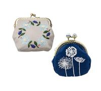 jojofuny Dandelion Handmade Embroidery Starter Kit for Women DIY Fabric Coin Purse Set with Wool Needle Accessories Beginner Friendly Craft Supplies