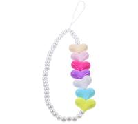 jojofuny Decorative Phone Chain Mobile Phone Wrist Chain Anti-lost Non-skid Acrylic Bohemian Style Heart Shape White Lanyard for Hanging on Purse Or Backpack