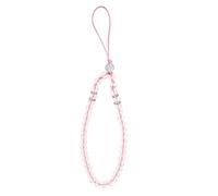 jojofuny Delicate Handwoven Pink Crystal Phone Chain with Rhinestones, Anti-skid Short Phone Lanyard and Bag Charm, Multifunctional Decorative Mobile Pendant for Women