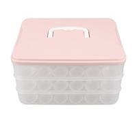 jojofuny Deviled Egg Holder Tray, 3-Layer Egg Container for 72 Slots, Stackable Storage Tray with Handle, Portable Holder Platter for Thanksgiving Day Party Pink