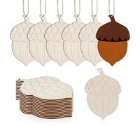 jojofuny DIY Pine Cone Hanging Decor Wooden Acorn Shaped Graffiti Pendant Light Yellow 20Pcs Unfinished Cutouts for Xmas Decorations Hanging on The Wall