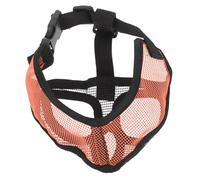 jojofuny Dog Muzzle for Outdoor Use, Adjustable Breathable Mesh Mouth Mask, Orange Size S, Anti-bite Soft Muzzle for French Bulldog and Small Short-snout Dogs