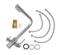 jojofuny Dual Function Kitchen Mixer Tap with Rotatable Spout Copper and Stainless Steel Sink Faucet Two-Handle Design for Kitchen and Rv Use and Flexible Water Tap