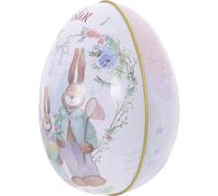 jojofuny Easter Candy Box Tinplate Medium Easter Egg Shape Candy Tin with Lid Holiday Party Favor Decorative Storage Box for Seasonal Sweet Holders