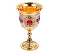 jojofuny Elegant Decorative Wine Goblet Small Metal High Footed Wine Glass with Rose Pattern Tin Alloy Material Stylish Design for Home, Party, and Hotel Use