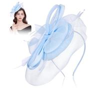 jojofuny Fascinators for Weddings Light Blue, Pale Baby Blue Fascinator Hat with Headband, Mesh Flower Hatinator for Wedding Guests Ladies Formal Hair Accessories