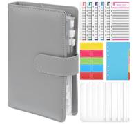 jojofuny Faux Leather Budget Planner Binder for Savings Challenge and Cash Budgeting Easy-use Organiser with Replaceable Pages Practical Financial Planning Tool in Grey