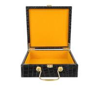 jojofuny Flip Cover Faux Crocodile Grain Wooden Cigar Box Portable | Handheld Design for Festival Packing, Round-edge Profile, Pu and Iron Details, Textured High-end Finish, Gift Use