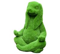 jojofuny Flocked Meditating Bunny Figurine Easter Tabletop Ornament Green Resin Rabbit Statue Indoor Outdoor Garden Decoration Spring Shelf Sitting Bunny Sculpture