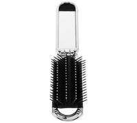 jojofuny Folding Travel Hair Comb with Mirror, Portable Mini Padded Brush for Purse, Small Silver Folding Hairbrush Suitable for On-the-go Styling and Touch-ups
