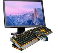 jojofuny Gaming Keyboard and Mouse Set Usb Mechanical Keyboard and Mouse Led Backlit Ergonomic Hand Feeling Keys Metal Panel Multimedia Shortcuts for Gaming and Daily Use