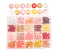 jojofuny Glass Beads with Large Holes for Jewelry Making Colorful Round Spacer Beads for DIY Bracelets Earrings Necklaces Easy Threading and Compact Storage Orange Series Crafting Supplies