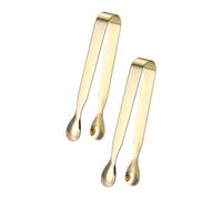 jojofuny Gold Tongs Stainless Steel Sugar Cube Tongs, Mini Serving Clips with Comfortable Handle, Mirror Polished, Rust Resistant, 2pcs for Tea, Coffee Cubes and Ice