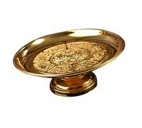 jojofuny Golden Lotus Fruit Serving Tray for Buddhist Temple Offerings Tribute Plate with Stable Structure for Worship and Fruit Display