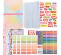 jojofuny Gradient Macaron Portable Loose-leaf Notepad for Planning and Budgeting PU Cover Cash Budget Sheets for Home and Office Financial Management