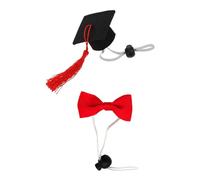 jojofuny Graduation Pet Hat and Bow Tie Set for Small Animals Bunny Hamster Squirrel Chinchilla Hedgehog Rabbit Accessories 2Pcs Felt Cloth Caps