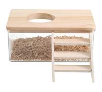 jojofuny Hamster Bath Container with Square Design Small Size Wooden Lid Hamster Steps and Dust Bath Box Bedding and Bathing Sand Accessories