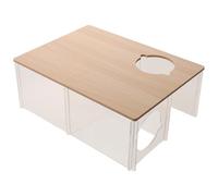 jojofuny Hamster Hideout Acrylic Landscaping Platform Habitat for Dwarf Hamsters Chinchilla Gerbils Wooden Lid