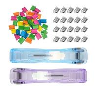 jojofuny Handheld Papers Clip Dispenser Portable Mini Push Clipper with 150pcs Reusable Colorful Metal Refill Paper Clips Plastic and Metal Material Easy Categorization for Office Desk