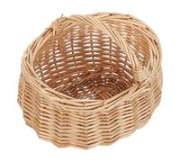 jojofuny Handmade Small Oval Wicker Basket with Handle Willow Storage Organizer for Easter Eggs Candy Wedding Decorations Decorative Shelf Basket Portable Rustic Storage