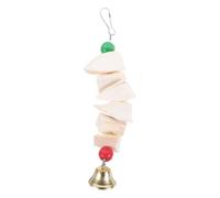 jojofuny Hanging Calcium Supplement for Parrots and Hamsters with Bell, Creative Cuttlebone Design, Fun to Play and Keeps Birds Busy, Sturdy Chewing Bird Plaything for Cage Random Color