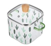 jojofuny Heat-Resistant Borosilicate Glass Double Handle Pot 2.3L with Lid, Small Soup and Pasta Cooking Pan for Ramen, Milk, and Stew, Glass Pot Suitable for Home and Electric Stove Use