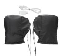 jojofuny Heated Motorcycle Handlebar Muffs 1 Pair and Leather with Coral Fleece Lining Detachable Warm Keeping Gloves for Cold Winters and Outdoor Riding