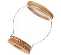 jojofuny Hydroponic Glass Fish Bowl with Bamboo Lid Easy to Maintain Desktop Mini Aquarium for Betta Fish Stylish and Elegant for Office Decor