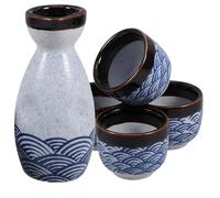 jojofuny Japanese Style Ceramic Sake Set Serving Set with Pot and Cups Elegant Glazed Design Heat-retaining Narrow Neck Premium Pottery Cups for Office and Daily Use