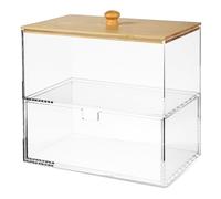 jojofuny Laundry Pod Container for Improved Efficiency with Drawer and Bamboo Lid, Acrylic Storage Box with Dual Compartment and Space-saving Organisation in Laundry Room